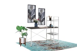 Reversible Smart Wooden Workstation Desk - White/Brown - $135.99