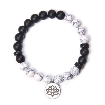 Handmade Natural Stone Lotus Ohm Buddha Beads Bracelet Pink Zebra Stone Lotus Ch - £14.22 GBP