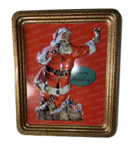 Collectors Tin Santa Claus Drinking Coca-Cola Happy Holidays 9.5&quot; x 8&quot; x... - £10.24 GBP