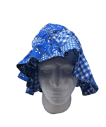 Colonial Hat Cap Bonnet Betsy Ross Blue Bandana Print Vtg Handmade Reena... - €24,16 EUR