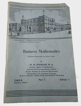 Business Mathematics Part 1 by W M Spangler Edition 1 5565A 1954 Paperback - £2.33 GBP