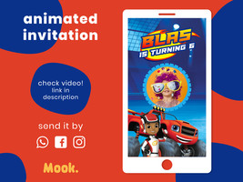 Blaze and the Monster Machines Video Invitation Animated Digital Birthday - £10.19 GBP