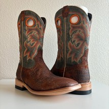 New Lane Capitan Brown Cowboy Boots Mens 10 D Wide Square Toe Leather We... - $193.05