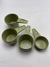 Tupperware Measuring Cups Set 4 Avocado Green Plastic Stacking Nesting Vintage - £18.16 GBP