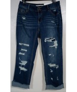 Denim Women&#39;s Modern 5-pocket Cuffed Girlfriend Distress Jeans Blue  Size 4 - £19.74 GBP
