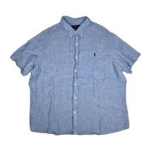 Ralph Lauren Linen Shirt Mens 2XL Blue Short Sleeve Untucked Fit 100% Linen - $44.54