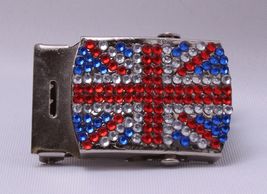 Union Jack British Rhinestone-Look Military Style Closure 1" Belt Buckle... - $3.97