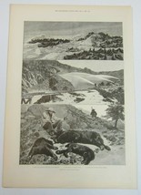 Antique 1888 Print &quot;Views in Upper California&quot; Seal Point Gold Mining Mt. Shasta - £31.46 GBP