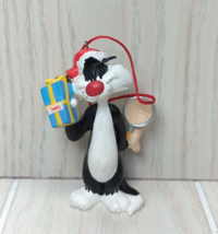 Sylvester in Santa hat w/ bell Tweety Gift box net Christmas Tree Ornament - $9.36
