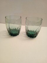 2 Anchor Hocking Crisa Olive Green Whiskey Old Fashioned Glass Low Boy T... - $0.98