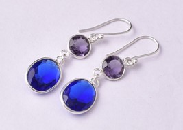 925 Argent Sterling Gemme Améthyste Fait à la Main Boucles D&#39;Oreilles Cadeau Es - £34.71 GBP