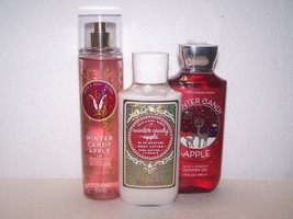 Bath &amp; Body Works Winter Candy Apple 3 Piece Set - Lotion, Mist &amp; Shower Gel - £21.34 GBP