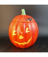 Hallmark Ceramic Pumpkin Candy/Cookie Jar w/Lid ~ Happy Halloween!  - $14.00