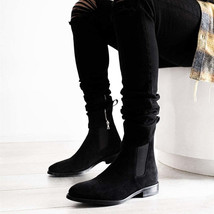 Black Flock Ankle Slip on Boots - £96.53 GBP