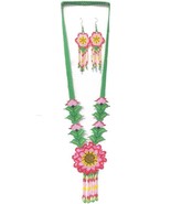 native american indian beaded jewelry flower design necklace earrings - £28.01 GBP