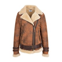 DR251 Women&#39;s Sheepskin Italian Classic Look Leather Jacket Brown - £349.26 GBP