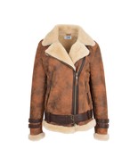 DR251 Women&#39;s Sheepskin Italian Classic Look Leather Jacket Brown - £345.91 GBP