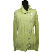 Willow Vintage Sweater Mother of Pearl Buttons Collared Cardigan Green Sz L - $32.71