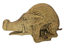 Vintage Hand Carved Wooden Hog Arkansas Razorback pig boar tusk football 10 inch - £45.50 GBP