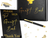 Class of 2024 Leather Graduation Guest Book with Wood Table Sign and Sig... - $33.42