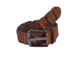 Men Genuine Leather Belt PIERO ROSSI Turkey Crocodile print Hand Stich 69 Cognac - £36.53 GBP