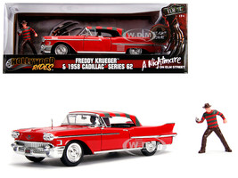 1958 Cadillac Series 62 Red with Freddy Krueger Diecast Figure &quot;A Nightm... - $1,142.18 MXN