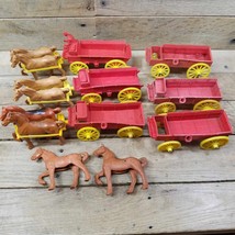 X6 Auburn Rubber Co. Wagon Toy Red with Yellow Wheels VTG - $74.25
