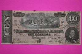 Rare AU/UNC 1864 Confederate States of America $10 Ten Dollars T68 PF39 R-6 50 - $2,231.81 MXN