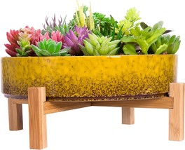 Artketty Succulent Pots - 11.3 Inch Large Succulent Pots With Drainage, Yellow - £35.96 GBP