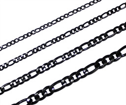 Black Plated Stainless Steel Figaro 16&quot;- 30&quot; Men Women Necklace 3/4/5/7mm - £4.72 GBP+