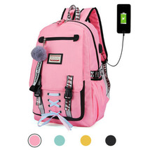 Women Canvas Backpack Girls School Bag Waterproof w/Anti Theft USB Port Bookbag - £22.68 GBP
