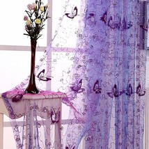 The Winyy Sequins Butterfly Sheer Voile Curtain For Bedroom Sliding Glass Door - £24.64 GBP