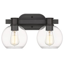 Dan Modern Farmhouse 2-Light Vanity Light Wall Sconce Lighting With Clear Glass  - £50.18 GBP