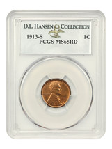 1913-S 1c PCGS MS65 RD ex: D.L. Hansen - £4,452.91 GBP