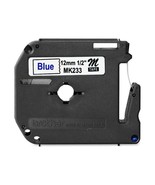 Brother MK233 M 1/2 12mm blue on white Ptouch tape PT55 PT65 PT70 PT80 M... - $25.99