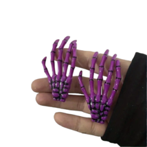 2 pc Halloween Skeleton Hand Hair Clips - New - Purple - $12.99