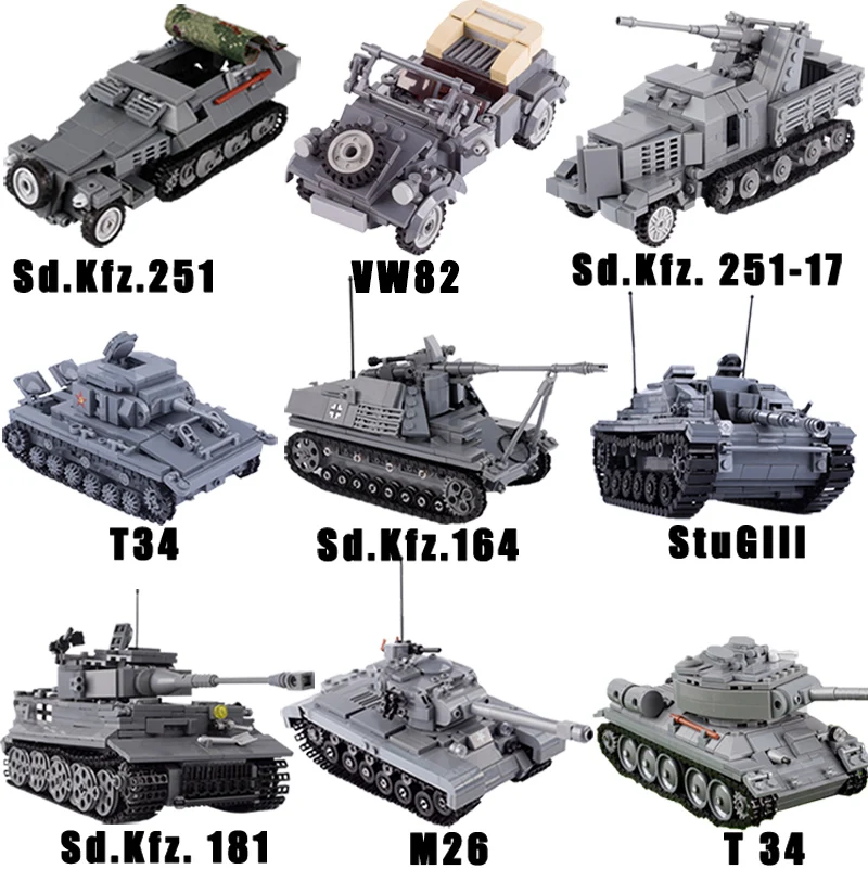 Play Military Main Battle Tank Building Blocks WW2  Soviet Vehicle German Armore - £29.64 GBP