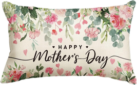 Mother&#39;s Day Gifts for Mom, Happy Mother&#39;S Day Flower Throw Pillow Cover, 12 X 2 - £16.18 GBP