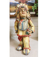 Native American Indian Warrior Chief With Chalumet Pipe Faux Wood Resin ... - $30.99