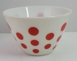 VTG Fire King Red Polka Dot MCM Mixing Serving Bowl 9.5&quot; Retro Rare Mid Century - £38.03 GBP