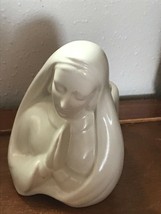 Vintage Small Cream Praying Mary Madonna Pottery Pot Planter or Other Ho... - $12.19