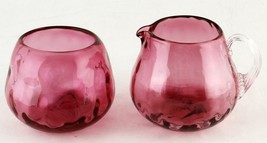 Pilgrim Cranberry Glass 12-oz Creamer &amp; Sugar Bowl - £14.16 GBP