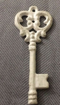 Necklace Pendant White  Painted Metal Key 4”H X 1.75” W - £4.50 GBP