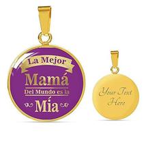 Express Your Love Gifts La Mejor Mamá Del Mundo ES La Mía Circle Necklace 18k Go - £47.33 GBP