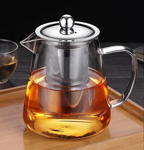 Mini Size Glass Teapot Tea Kettle-With Stainless Steel Removable Infuser for Blo - £22.73 GBP