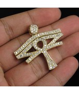 1.5&quot; Horus Evil Eye Ankh Mens Pendant 14K Yellow Gold Fn 2.50 Ct D/FL Mo... - $132.35