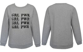 Green Tea Women&#39;s &quot;GRL PWR&quot; Statement Sweatshirt Girl Power, Grey Size Large - £15.96 GBP