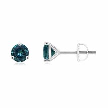Teal Montana Sapphire Solitaire Stud Earrings For Women in 14K Gold (AAA, 5MM) - £1,056.78 GBP