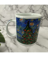 Starbucks Vintage 2000 Starry Night Christmas Art Coffee Mug Blue Painting - $29.69