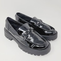 ISOMEI Womens Loafers Size 7.5  M Chunky Heel Black Patent Shoes - £49.34 GBP